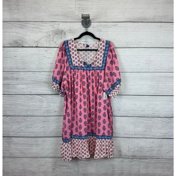 Old Navy Dresses & Skirts - Old Navy Plus Size Pink Floral Puff Sleeve Boho Mini Dress Size XXL